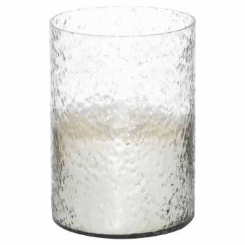 Lustre Cylindrical Candle Holder - Glass - L13 x W13 x H18 cm - Silver