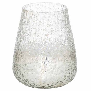 Lustre Domed Candle Holder - Glass - L14 x W14 x H15 cm - Silver