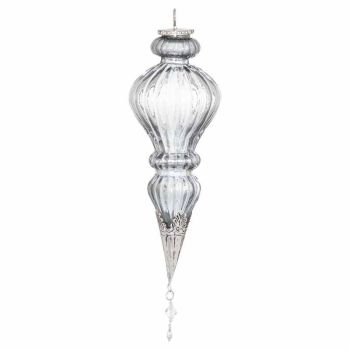 The Noel Collection Smoked Midnight XL Jewel Drop Bauble - Glass - L10 x W10 x H33 cm - Grey