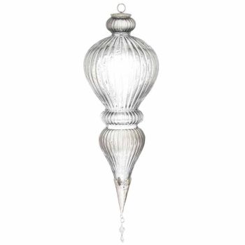 The Noel Collection Smoked Midnight Giant Jewel Drop Bauble - Glass - L17 x W17 x H49 cm - Grey