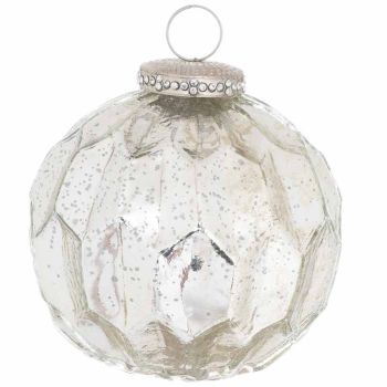 The Noel Collection Deep Honeycomb Silver Medium Bauble