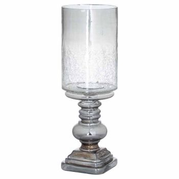 The Noel Collection Smoked Midnight Glass Candle Holder - L15 x W15 x H43 cm