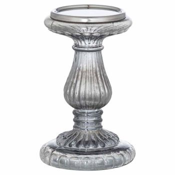 The Noel Collection Smoked Midnight Small Candle Pillar - Glass - L11 x W11 x H18 cm - Grey