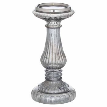 The Noel Collection Smoked Midnight Medium Candle Pillar - Glass - L12 x W12 x H25 cm - Grey