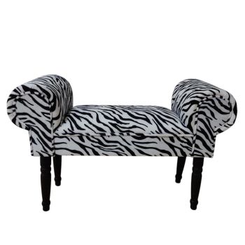 Tiger Print Window Seat Sofa - Fabric - L30 x W86 x H52 cm - White