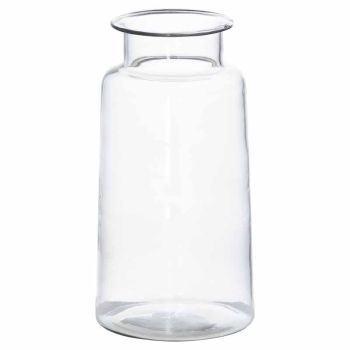 Tall Wide Neck Bottle Vase - Glass - L15 x W15 x H29 cm - Clear