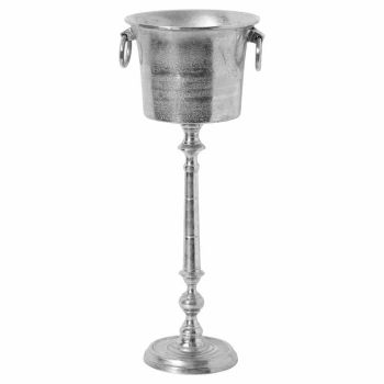 Large Standing Champagne Cooler -Ice Bucket- Cast Aluminium - L37 x W37 x H90 cm - Silver