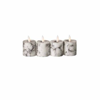 Luxe Collection Natural Glow Marble Set of 4 LED Votives