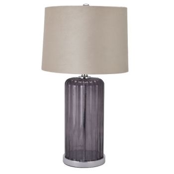 Alberta Metallic Lamp with Velvet Shade - Glass - L35 x W35 x H66 cm