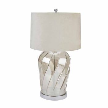Ambassador Metallic Lamp with Velvet Shade - Glass - L45 x W45 x H80 cm