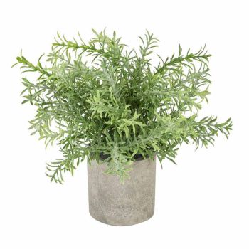 Rosemary Plant in Stone Effect Pot Artificial Plant - Plastic - L24 x W24 x H24 cm - Green