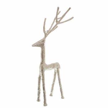 Small Standing Stag Ornament - Metal - L16 x W17 x H46 cm - Silver