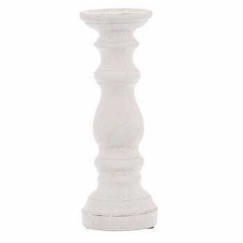 Small Column Candle Holder - Ceramic - L12 x W12 x H31 cm - Matt White