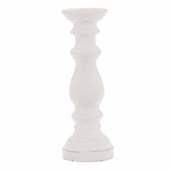 Column Candle Holder - Ceramic - L14 x W14 x H38 cm - Matt White