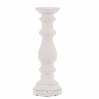 Large Column Candle Holder - Ceramic - L16 x W16 x H45 cm - Matt White