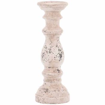 Column Candle Holder - Ceramic - L14 x W14 x H38 cm - Stone