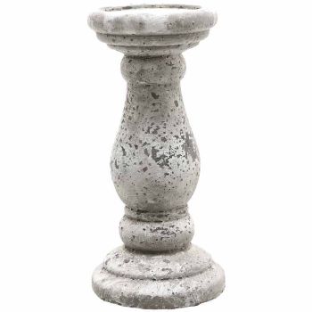 Small Candle Holder - Ceramic - L11 x W11 x H23 cm - Stone