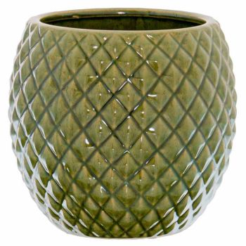 Seville Collection Diamond Planter - Ceramic - L19 x W19 x H20 cm - Olive