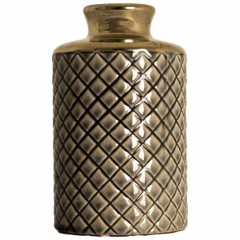 Seville Collection Diamond Bottle Vase - Ceramic - L13 x W13 x H22 cm - Grey