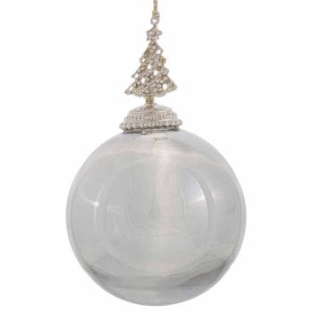 The Noel Collection Smoked Midnight Tree Top Bauble - Glass - L9 x W9 x H15 cm - Grey