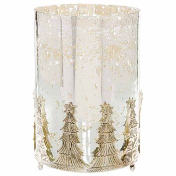 The Noel Collection Large Christmas Tree Candle Holder - Glass - L15 x W15 x H23 cm - Grey