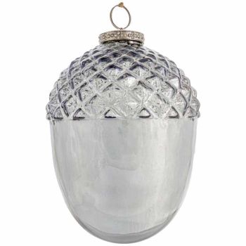 The Noel Collection Smoked Midnight Xl Acorn Decoration - Glass - L11 x W11 x H16 cm - Grey