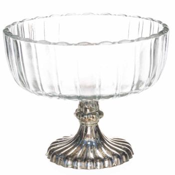 Small Fluted Display Bowl - Glass - L15 x W15 x H15 cm