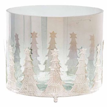 Noel Collection Large Christmas Tree Crackled Candle Holder - Glass - L20 x W20 x H17 cm