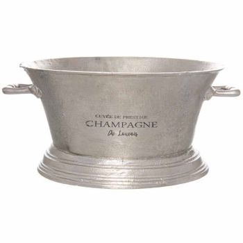 Large Antique Pewter Champagne Cooler -Ice Bucket- Metal - L35 x W48 x H23 cm - Antique Silver