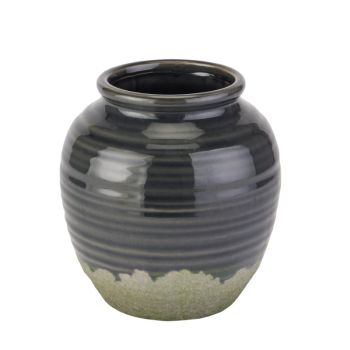 Seville Collection Squat Vase - Ceramic - L18 x W18 x H17 cm - Navy