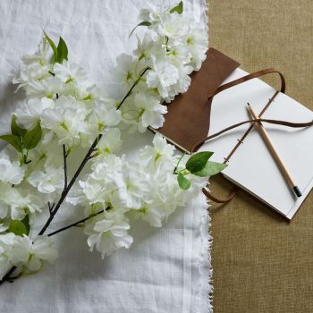 Large Full Cherry Blossom Stem - Plastic - L6 x W8 x H100 cm - White