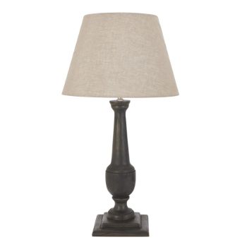 Delaney Goblet Candlestick Lamp with Linen Shade - Wood - L45 x W45 x H76 cm - Grey