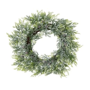 Frosted Pine Wreath with Pinecones - Plastic - L9 x W55 x H55 cm - White
