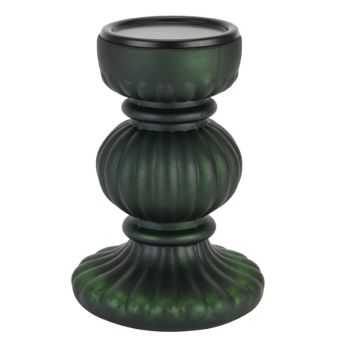 Bonbon Large Candle Holder - Glass - L17 x W17 x H25 cm - Forest Green