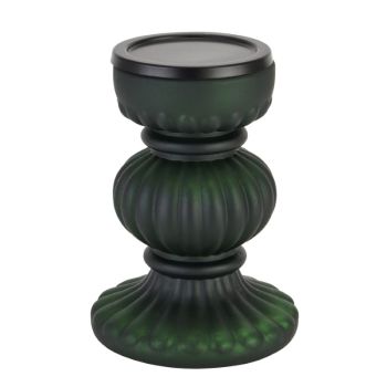 Bonbon Medium Candle Holder - Glass - L14 x W14 x H20 cm - Forest Green