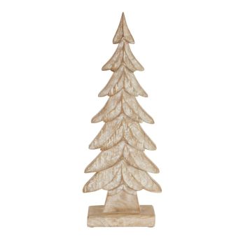 Carved Large Christmas Tree - Wood - L5 x W18 x H52 cm - Brown