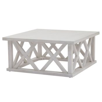 Stamford Plank Collection Square Coffee Table - Pine - L100 x W100 x H45 cm - White