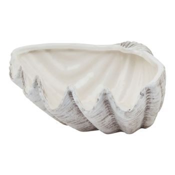 Siren Medium Shell Bowl Ornament - Ceramic - L21 x W28 x H10 cm - White