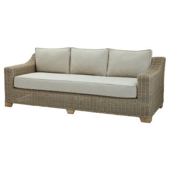 Capri Collection Outdoor Three Seater Sofa - Metal - L92 x W215 x H70 cm - Beige