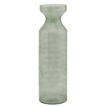 Smoked Fluted Vase - Glass - L12 x W12 x H40 cm - Sage