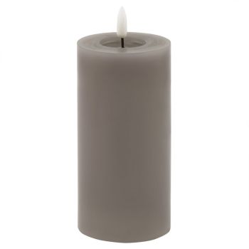 Luxe Collection Melt Effect LED Candle - Wax - L8 x W8 x H15 cm - Grey