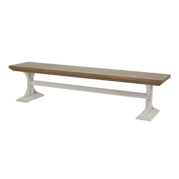 Luna Collection Dining Bench - Pine - L44 x W200 x H46 cm - White