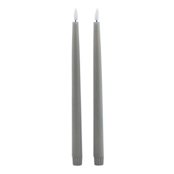 Luxe Collection LED Dinner Candles (Set of 2) - Wax - L2 x W2 x H25 cm - Grey