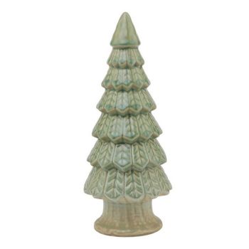 Fir Tree with Base - Ceramic - L12 x W12 x H29 cm - Green