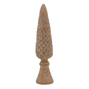 Large Pinecone Sculpture on Base - Resin - L8 x W8 x H36 cm - Brown