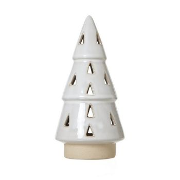 Medium Cut-Out Tree with Led Lights - Ceramic - L10 x W10 x H19 cm - White