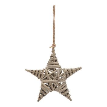 The Noel Collection Medium Star Decoration - Wicker - L2 x W20 x H20 cm - Brown