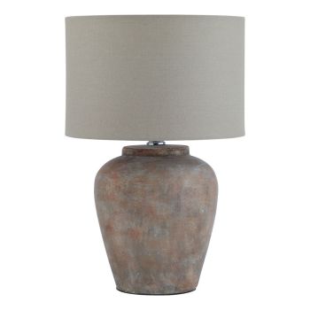 Siena Table Lamp with Linen Shade - Ceramic - L31 x W31 x H48 cm - Brown