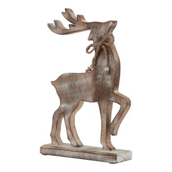 White Wash Collection Reindeer Decoration - Wood - L7 x W22 x H32 cm - Brown