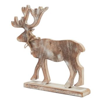 White Wash Collection Stag Decoration - Wood - L6 x W32 x H35 cm - Brown